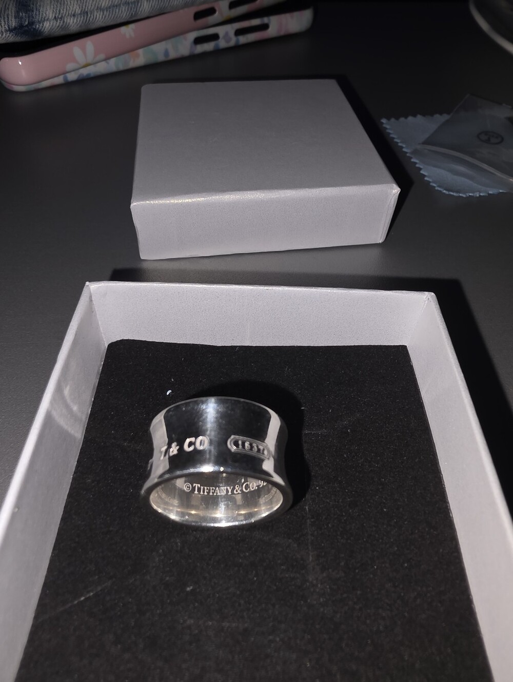 Tiffany 1837 Wide Band Sterlibg Silver Ring - Picture 2 of 7